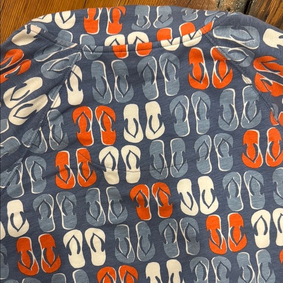 Crown & Ivy Blue Flip-Flop Print Quarter Zip Pullover Sweatshirt Size Large - Picture 9 of 12